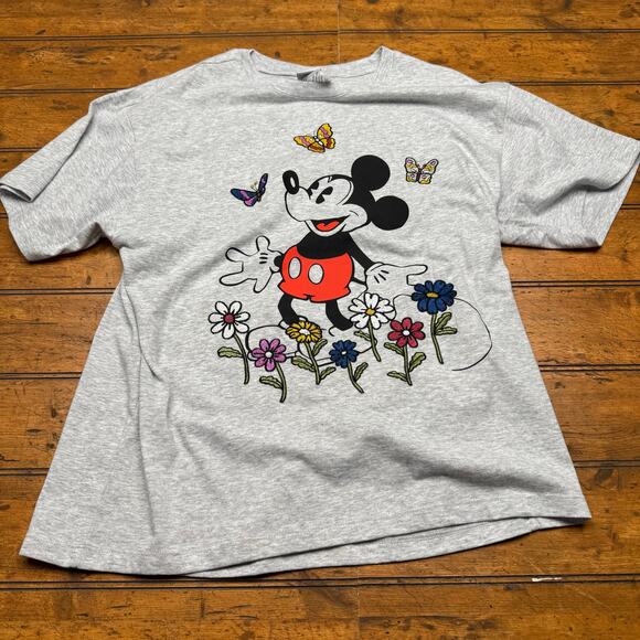 Disney Mickey Mouse with embroidered flowers and butterflies - Picture 1 of 7